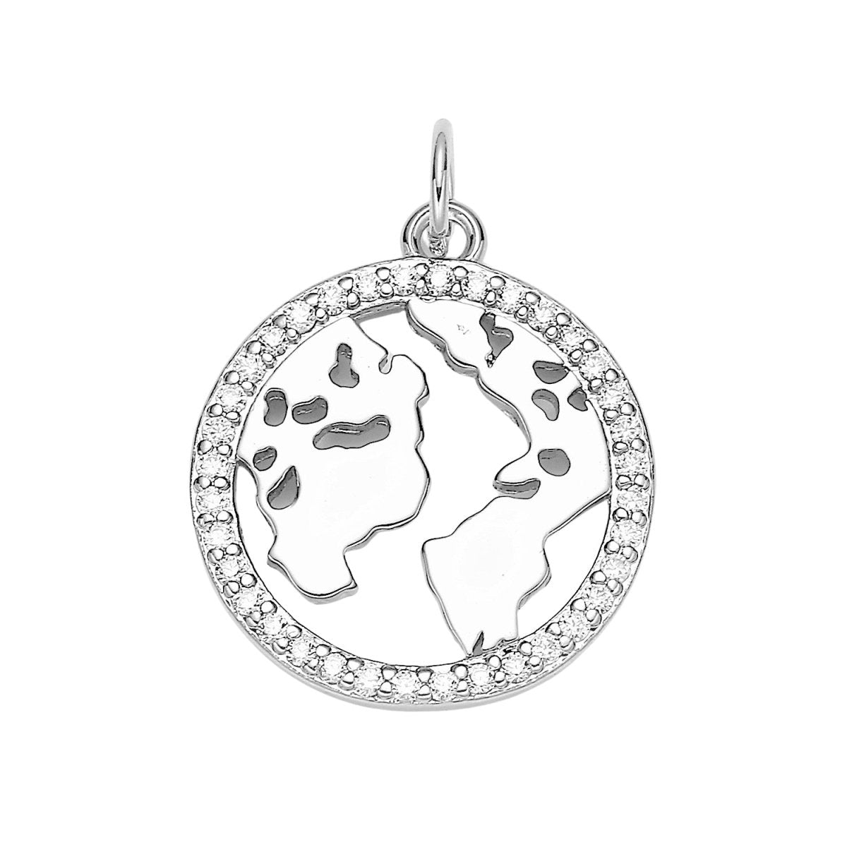Micro Pave Clear CZ Planet of the Universe Pendant 18K gold Charm, Star Galaxy, World Continent DIY Jewelry Necklace E-590 E-598