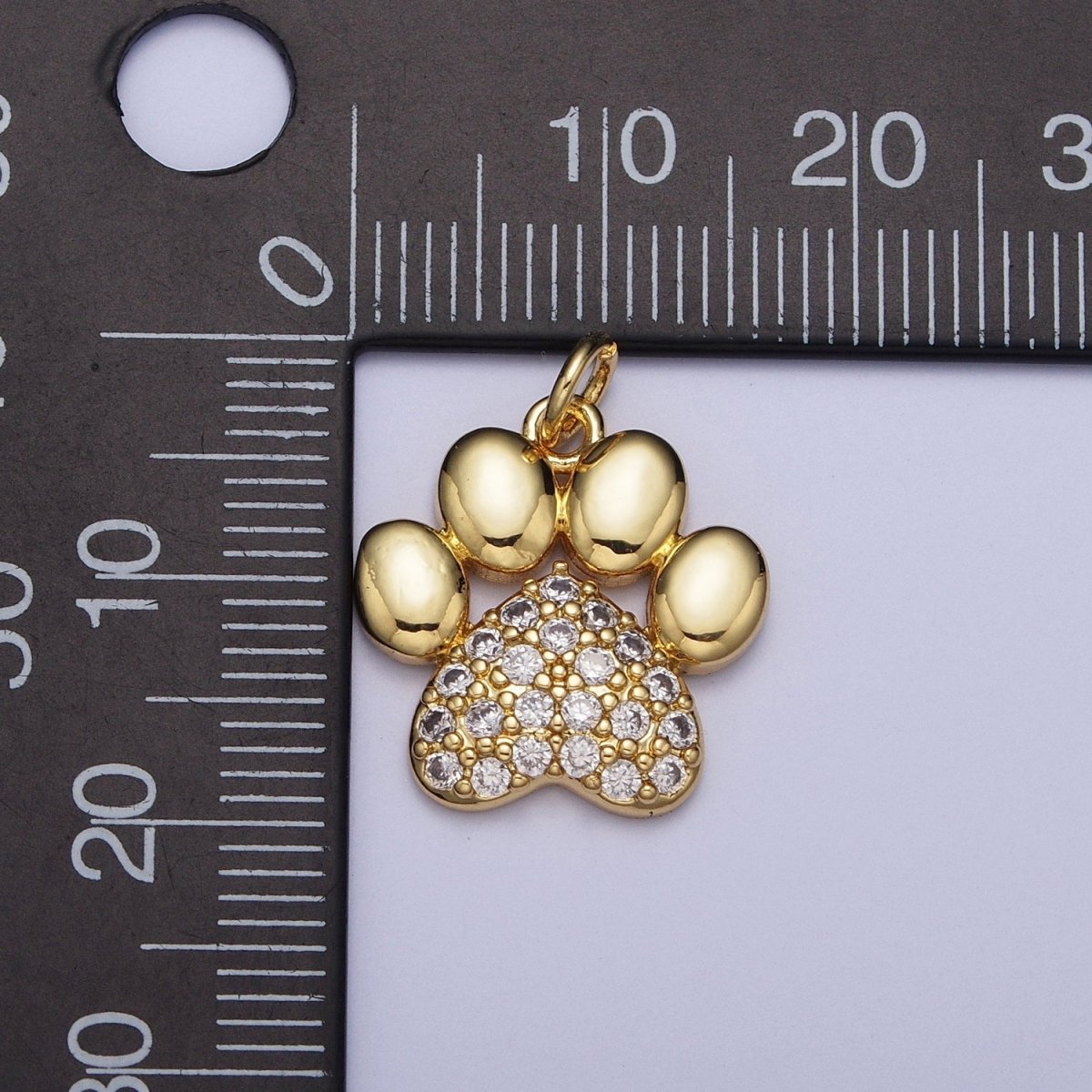 Micro Pave Cubic Zirconia Gold Animal Pawprint Charm For Jewelry Making  AG-116