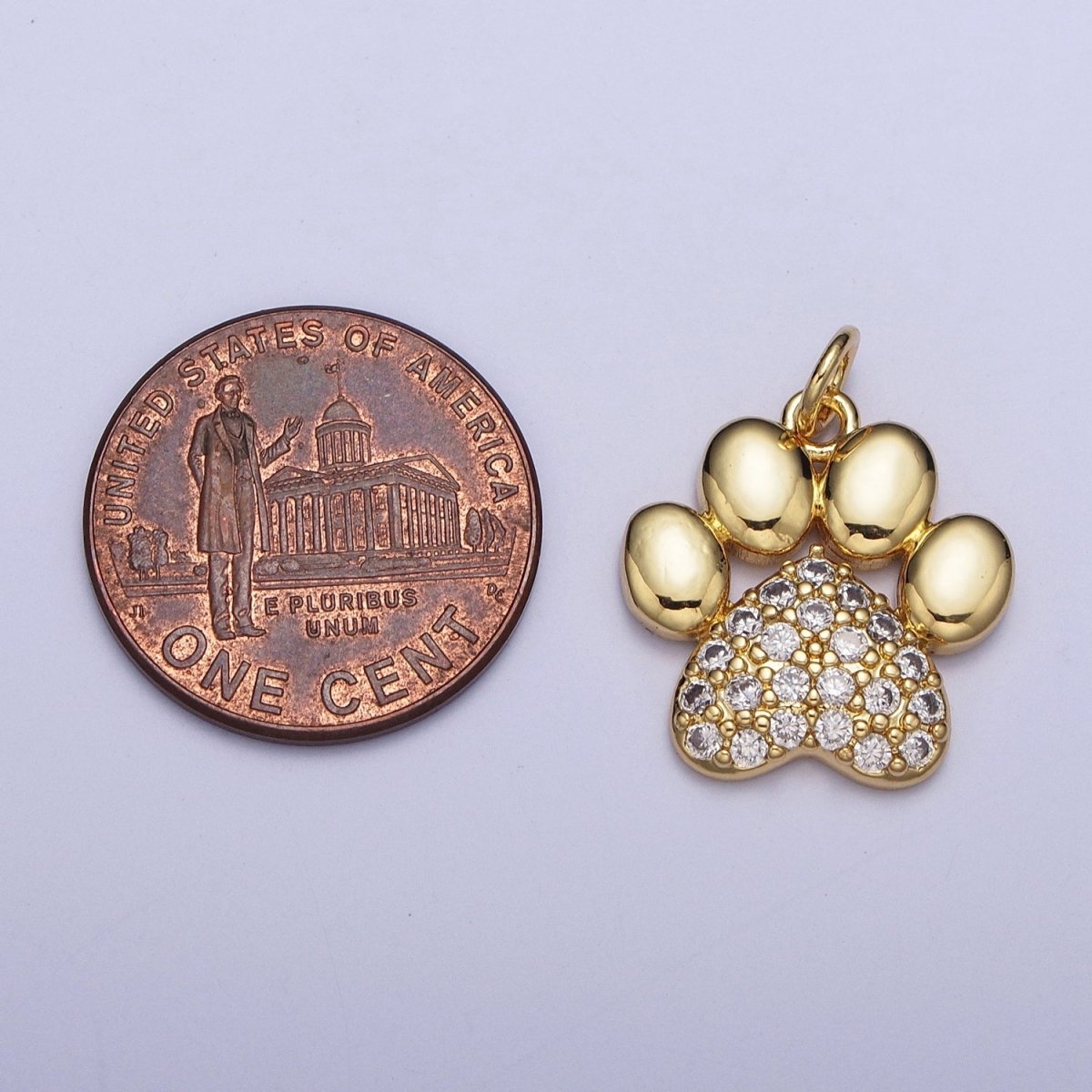 Micro Pave Cubic Zirconia Gold Animal Pawprint Charm For Jewelry Making  AG-116