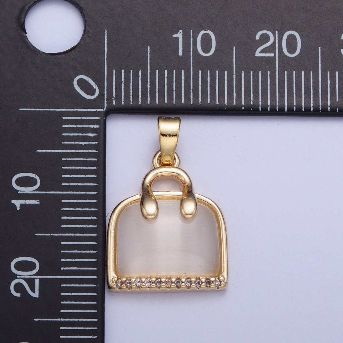 Micro Pave CZ Clear Tiger Eye Purse Suitcase Travel Bag Pendant For Bracelet Necklace Component | X-467