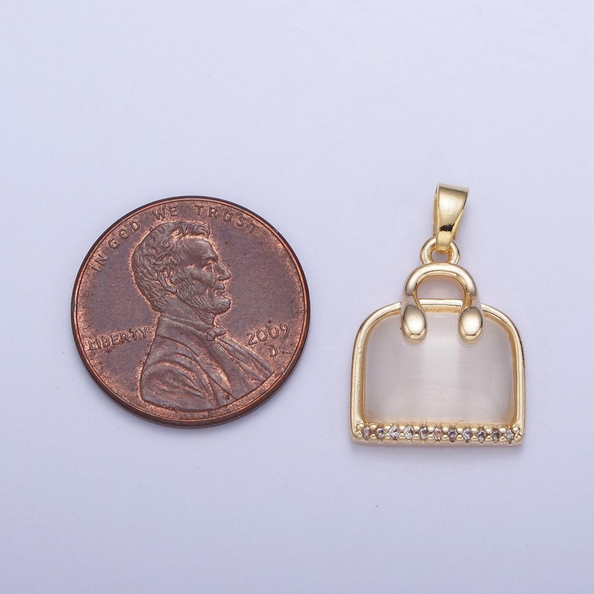 Micro Pave CZ Clear Tiger Eye Purse Suitcase Travel Bag Pendant For Bracelet Necklace Component | X-467