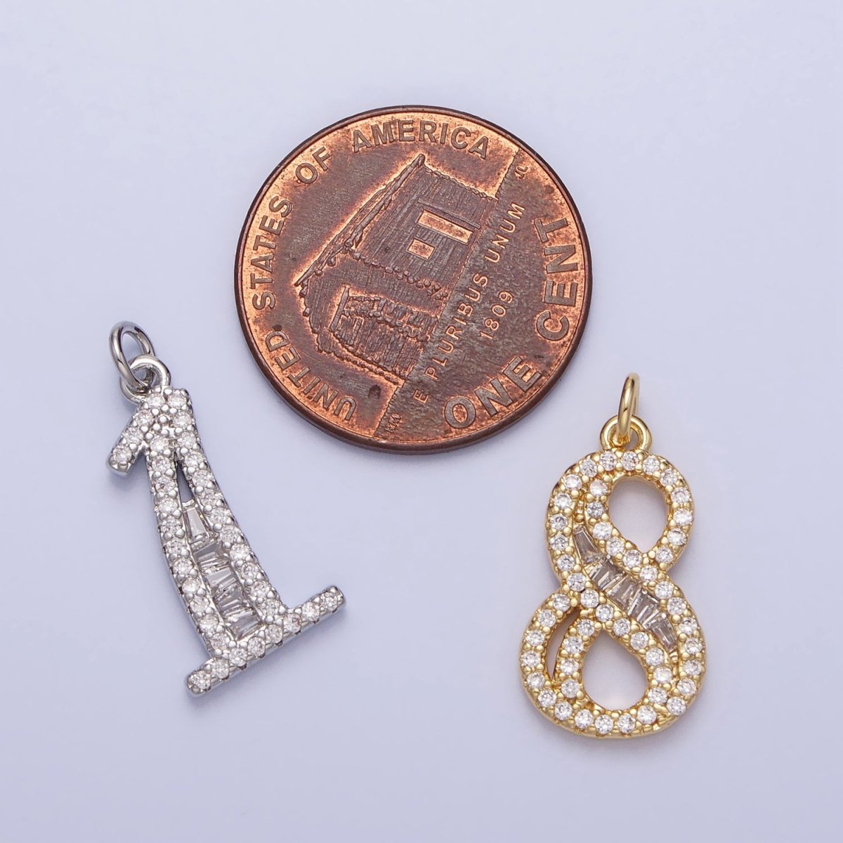Micro Pave CZ Numbering Charms Pave Dangle Gold Filled Over Brass Number Charms Women Pave Number Findings Number 0-9 Charms AC519 - AC528