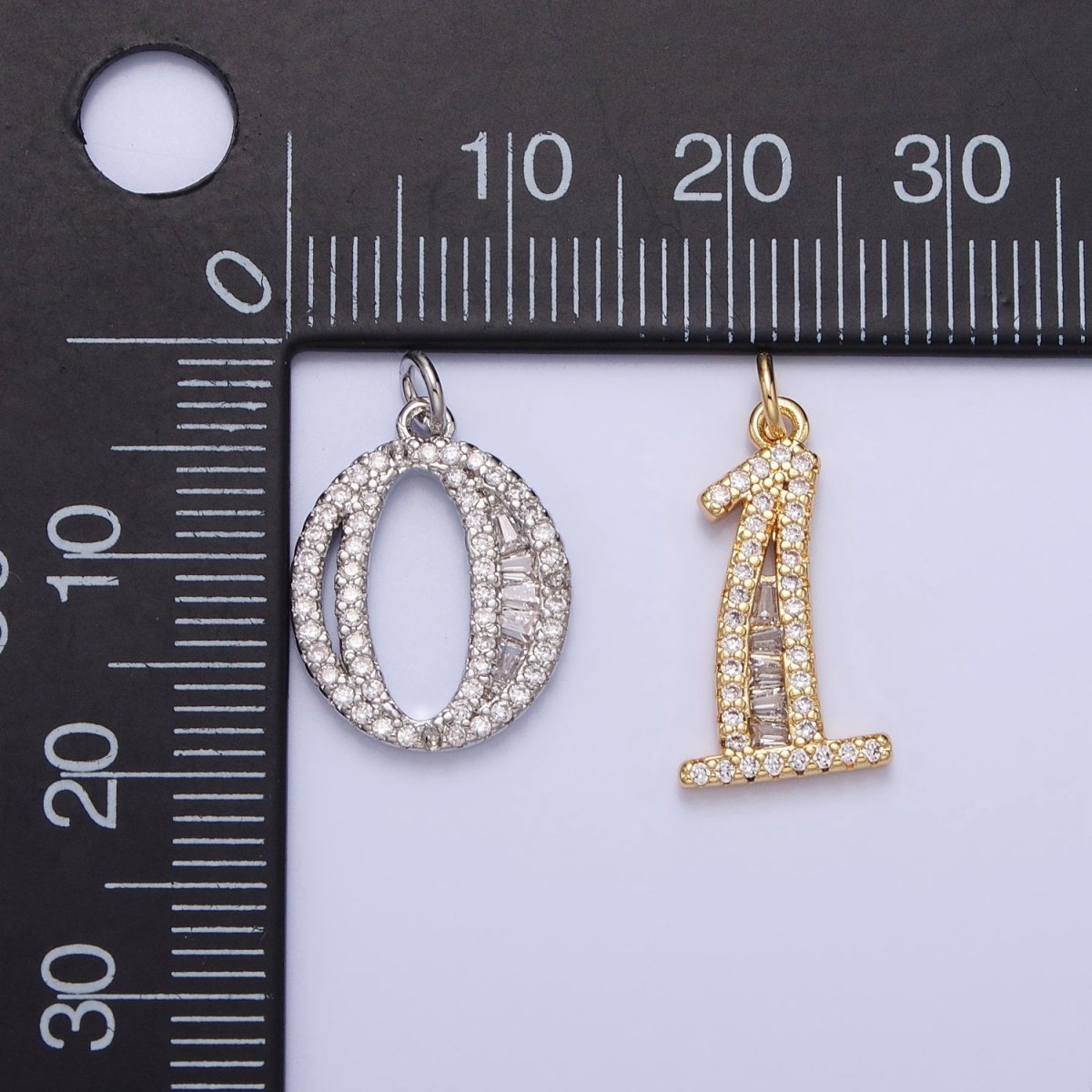 Micro Pave CZ Numbering Charms Pave Dangle Silver Number Charms Women Pave Number Findings Number 0-9 Charms AC529 - AC538