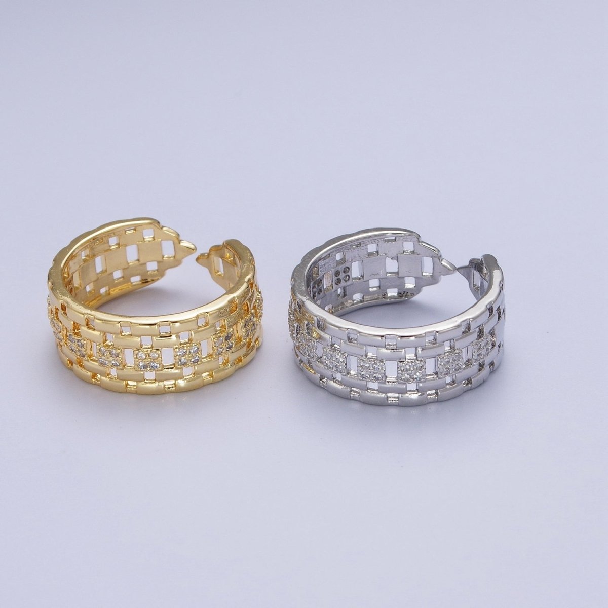Micro Pave CZ Panther Chain Link Band Ring in Gold & Silver | O-070 O-071