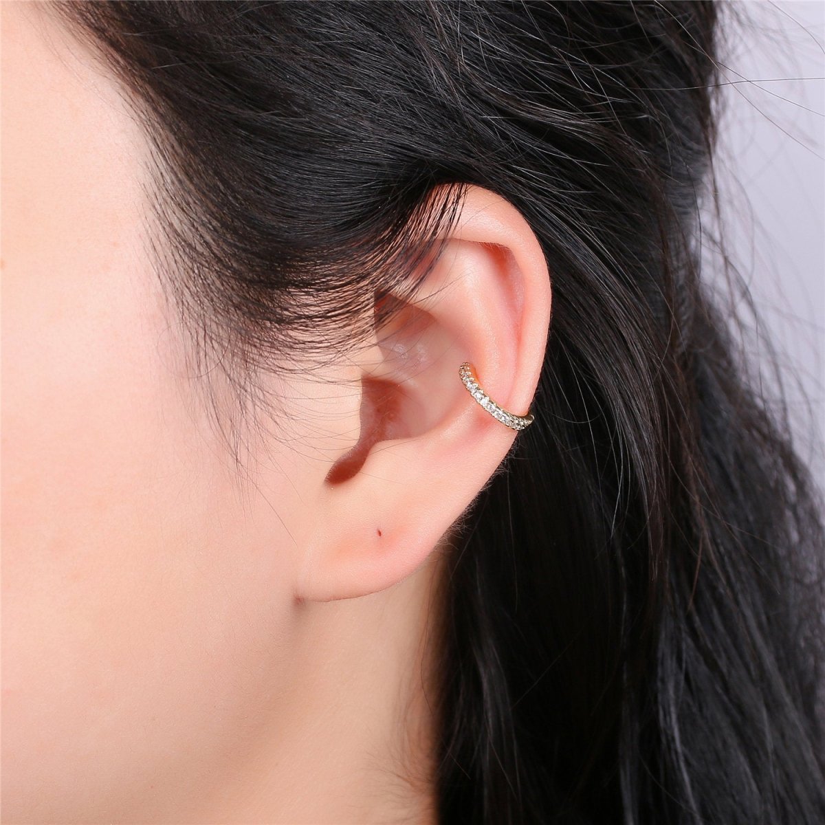 Micro Pave Gold Filled Earring Simple Ear Cuff, delicate ear cuff, ear cuff no piercing, gold ear cuff, ear cuff, gold ear cuff AI-131