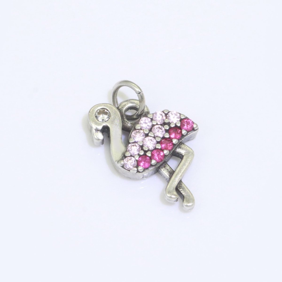 Micro Pave Gold Flamingo Charm 14k Gold Filled Bird Pendant Silver gold jewelry For Necklace Earring Bracelet M-522 M-523