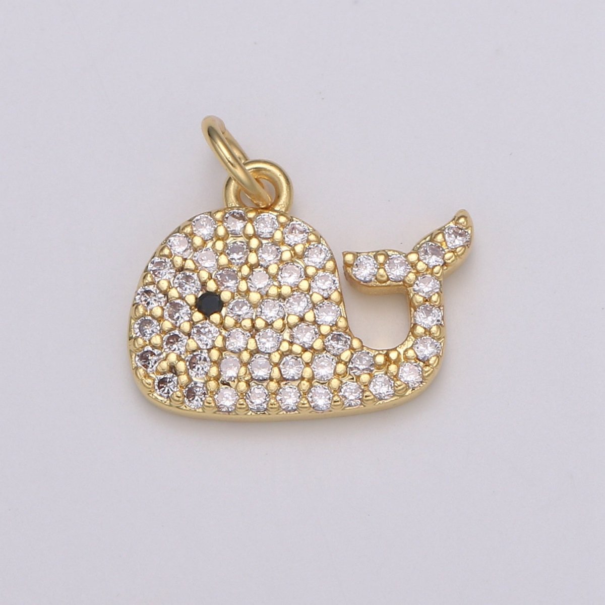 Micro Pave Gold Whale Charm, Bracelet Charm, Necklace Charm, Earring Charm, Ocean Jewelry, Fish,Dolphin ,Mermaid E-593 E-599