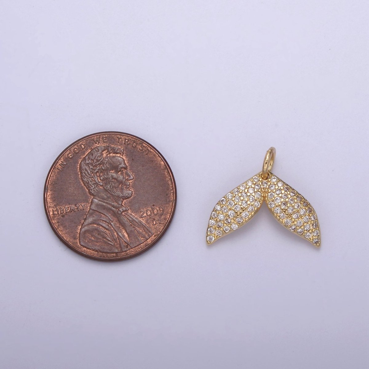 Micro Pave Gold Whale Tail Charm 16.2x14mm 14K gold Filled Mermaid Fish Ocean Beach Jewelry making, Tiny, Minimal charm, Minimalist N-705