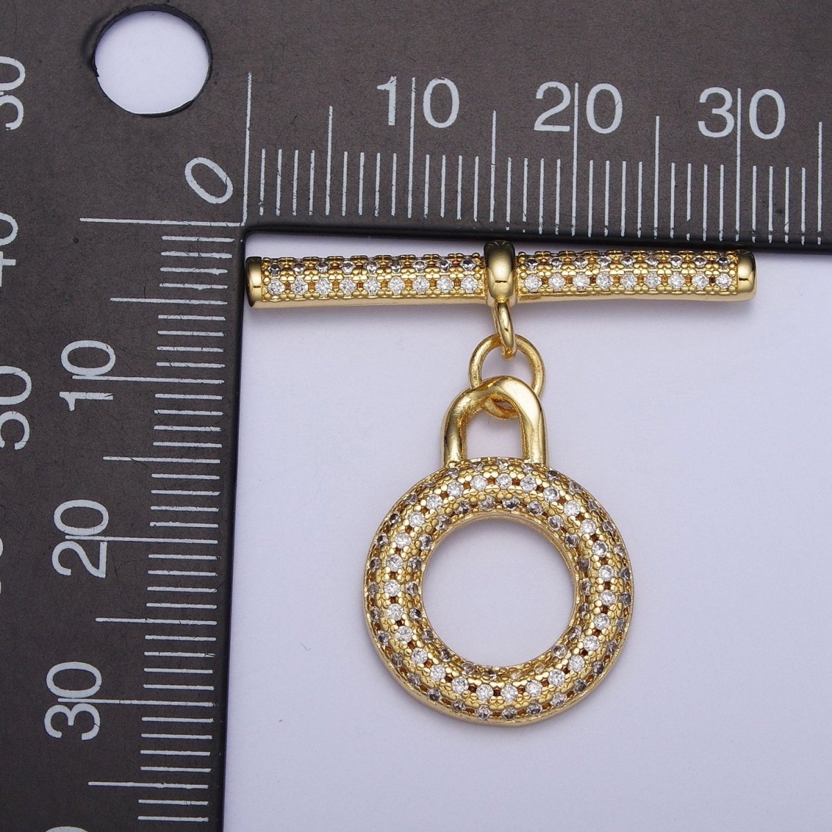 Micro Paved 24K Gold Filled Toggle Clasps For Necklace Bracelet Findings L-920
