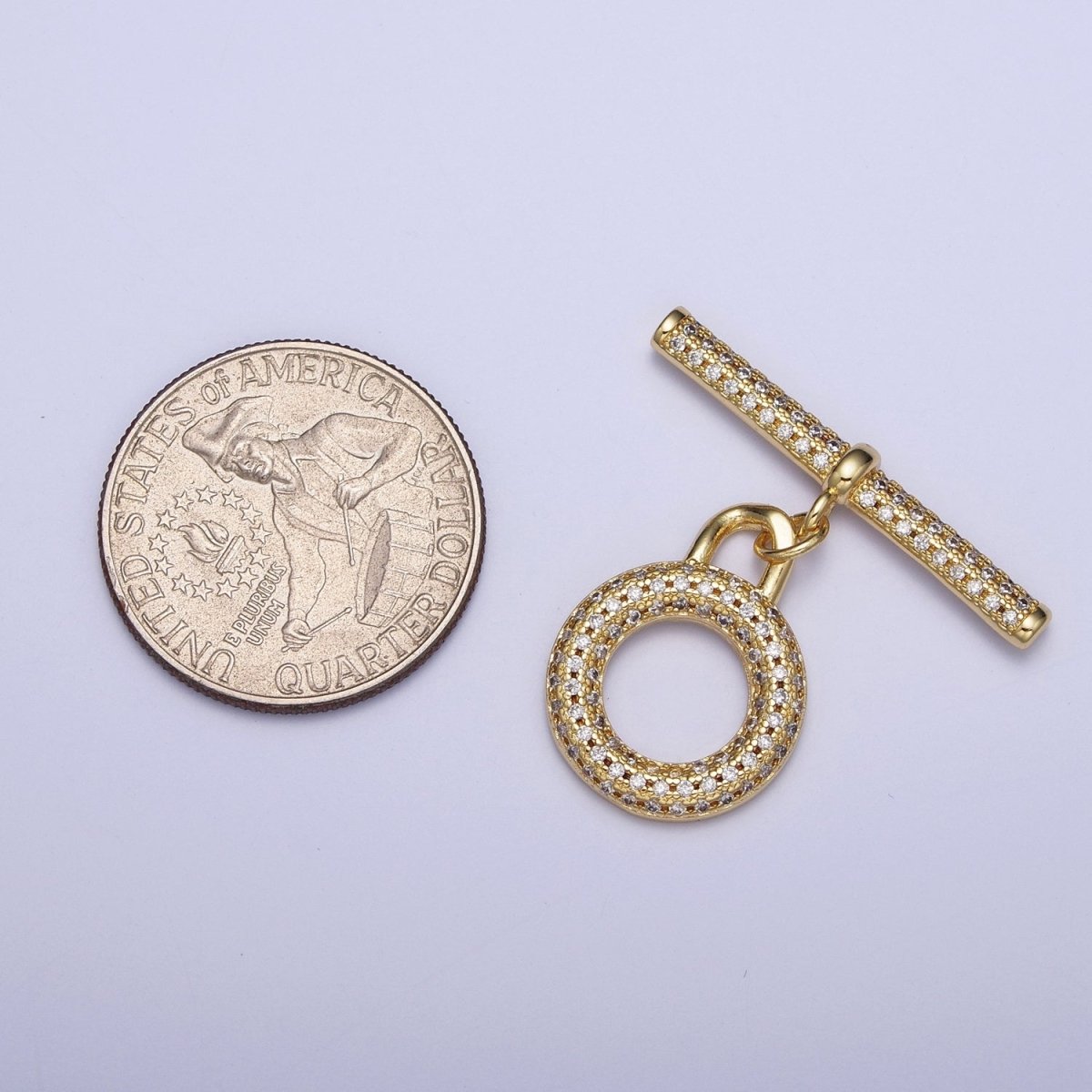Micro Paved 24K Gold Filled Toggle Clasps For Necklace Bracelet Findings L-920