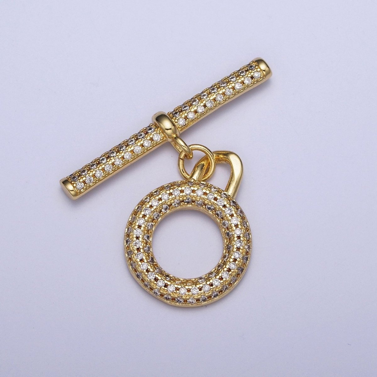 Micro Paved 24K Gold Filled Toggle Clasps For Necklace Bracelet Findings L-920