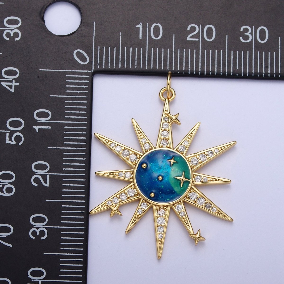 Micro Paved Celestial Space Galaxy Enamel Stars & Sun Charm For Jewelry Making | X-709
