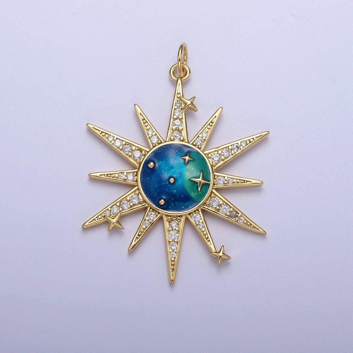 Micro Paved Celestial Space Galaxy Enamel Stars & Sun Charm For Jewelry Making | X-709