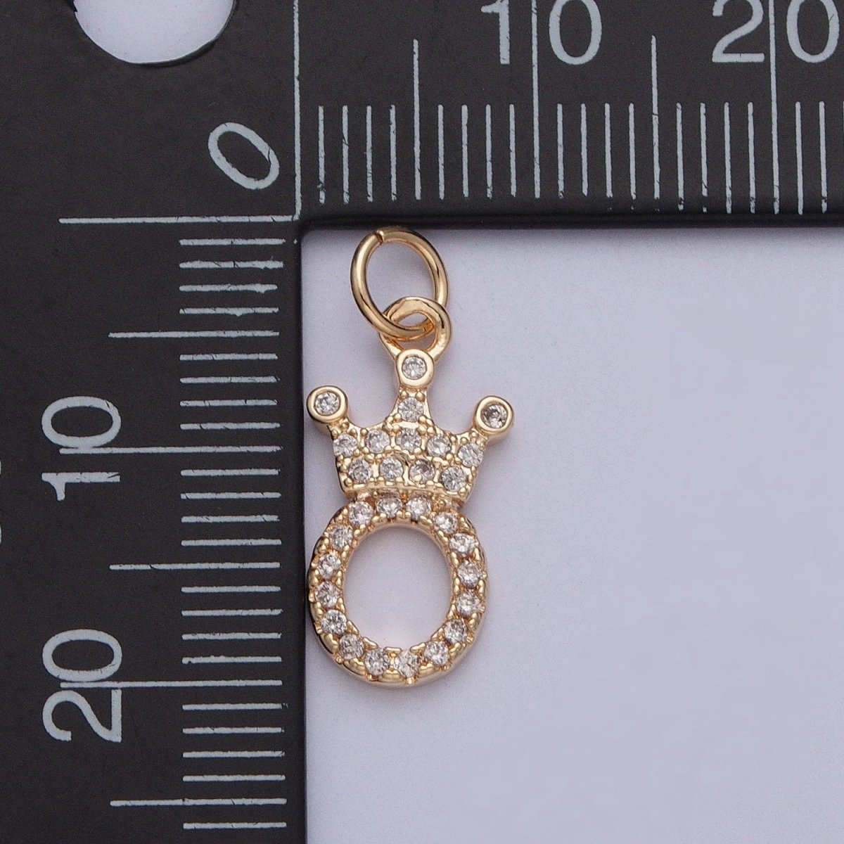 Micro Paved Cubic Zirconia Oval O Royalty Crown Charm For Jewelry Making Component | X-209