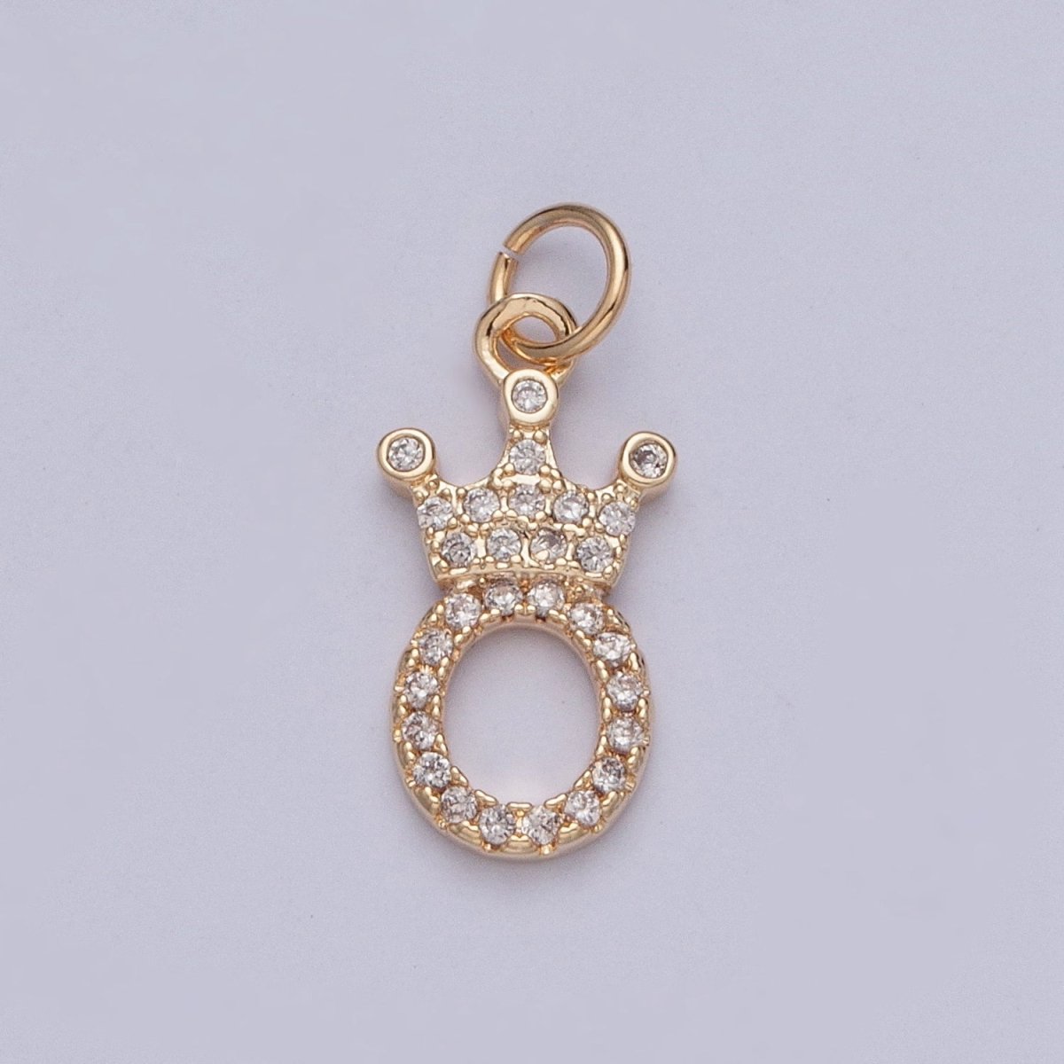 Micro Paved Cubic Zirconia Oval O Royalty Crown Charm For Jewelry Making Component | X-209