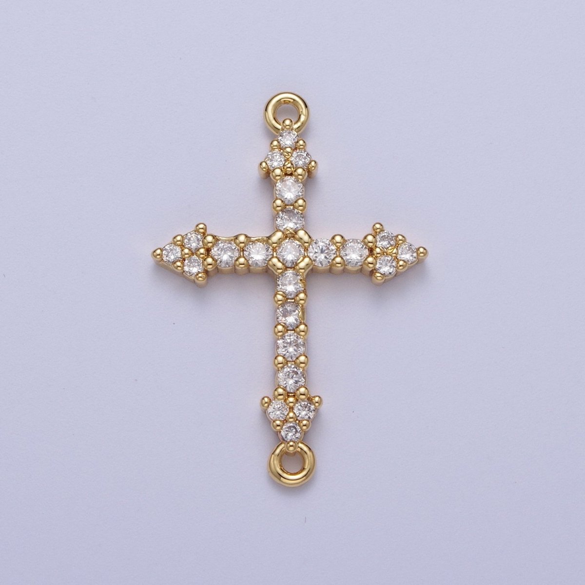 Micro Paved CZ Gold Cross Charm Connector For Religious Rosary Jewelry Making Supply F-140 F-241 F-303