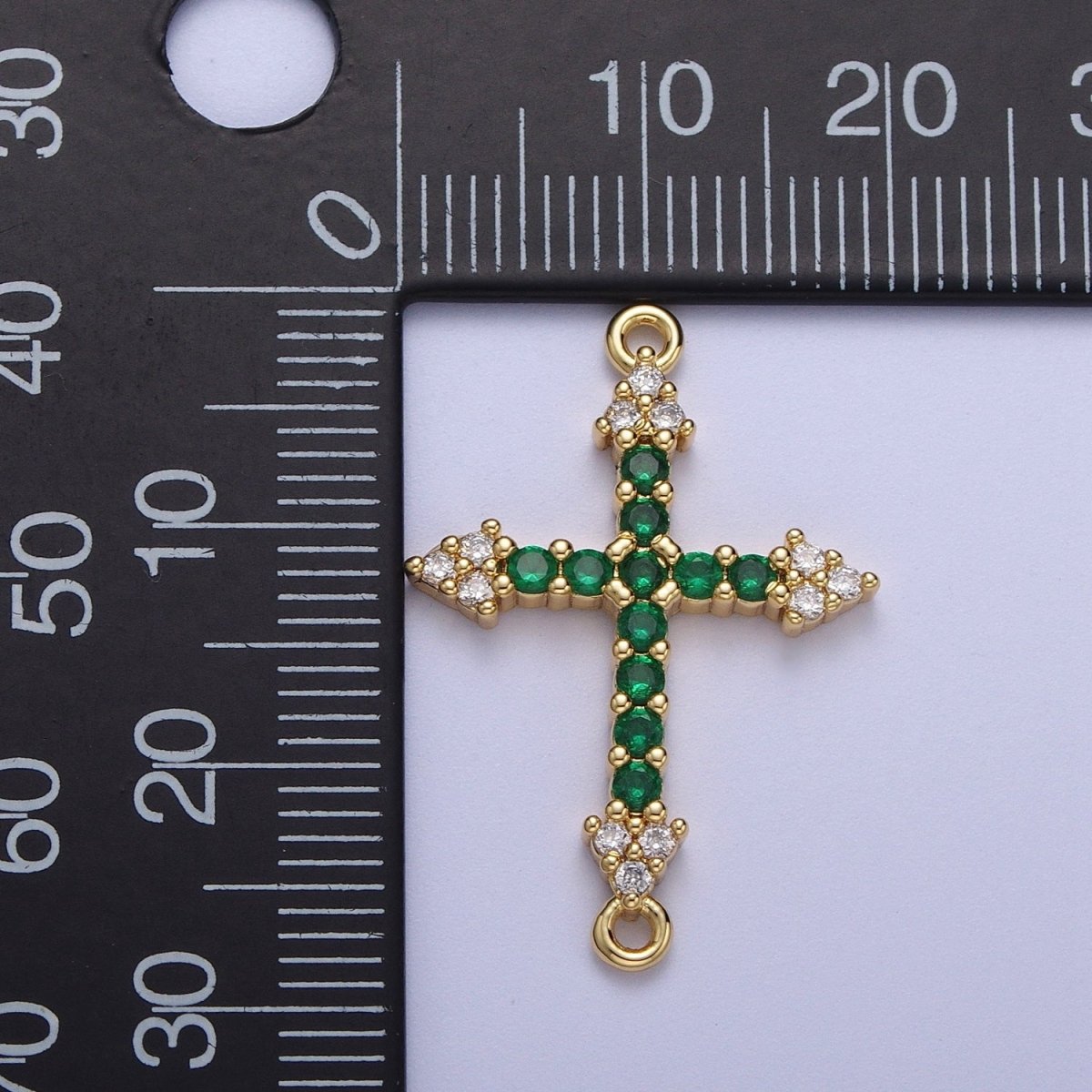 Micro Paved CZ Gold Cross Charm Connector For Religious Rosary Jewelry Making Supply F-140 F-241 F-303