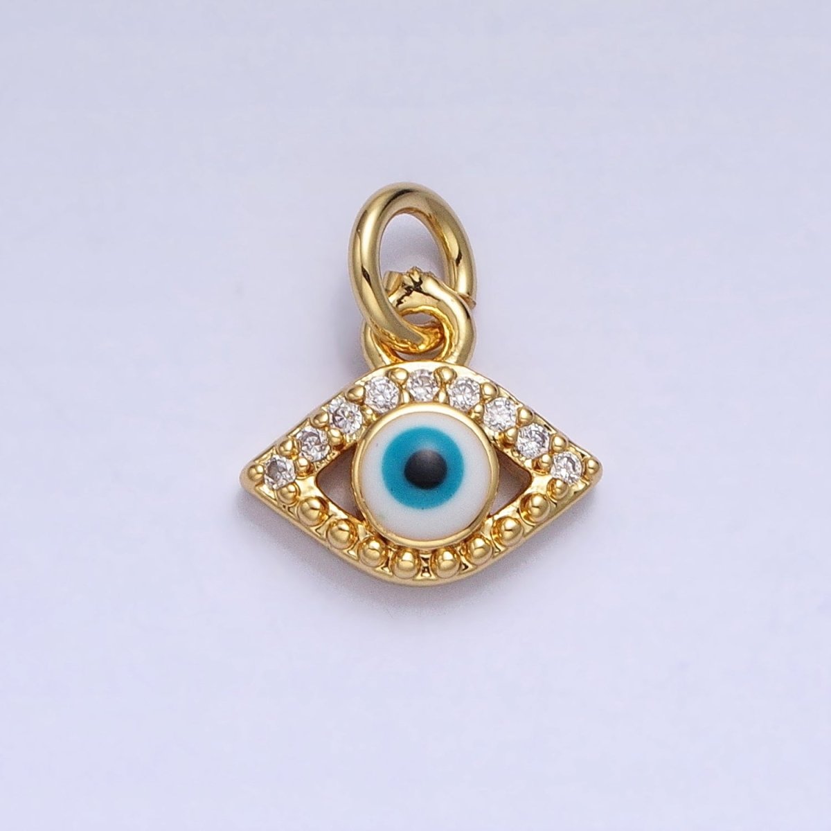 Mini 24K Gold Filled Micro Pave Evil Eye Pendant Add-On Charm Enamel Jewelry | AC457