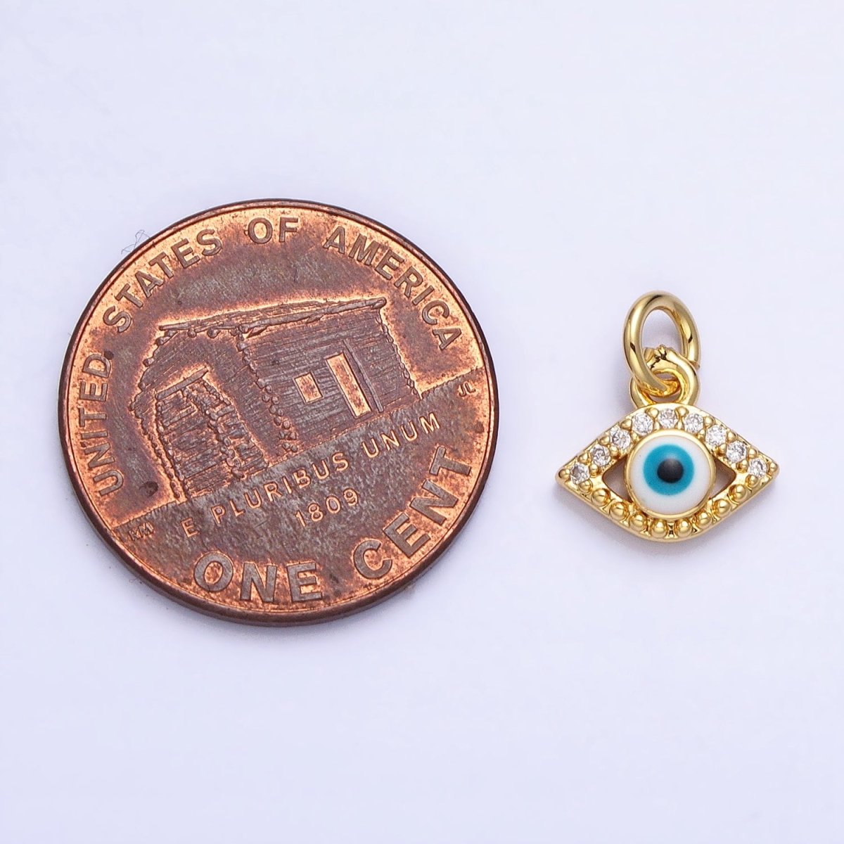 Mini 24K Gold Filled Micro Pave Evil Eye Pendant Add-On Charm Enamel Jewelry | AC457