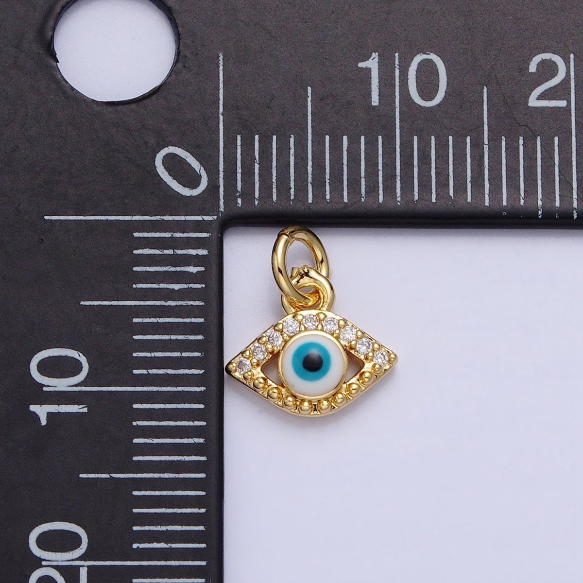 Mini 24K Gold Filled Micro Pave Evil Eye Pendant Add-On Charm Enamel Jewelry | AC457