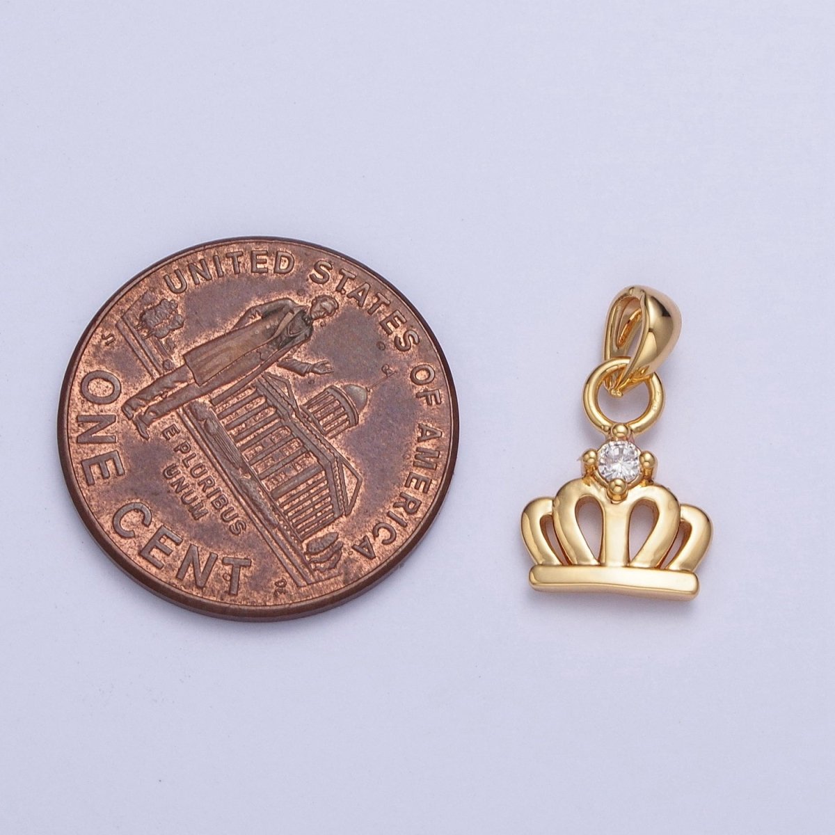 OS Mini 24K Gold Filled Royalty Crown with Cubic Zirconia Pendant Charm For Jewelry Making X-454