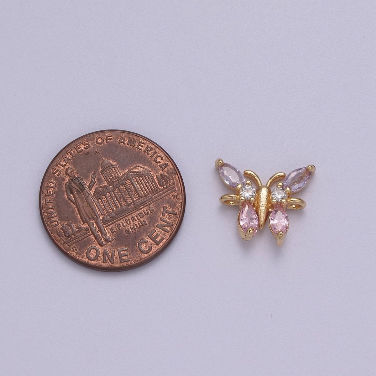 Mini Cz Gold Butterfly Charm Connector For Minimalist Jewelry Necklace Bracelet Component F-161