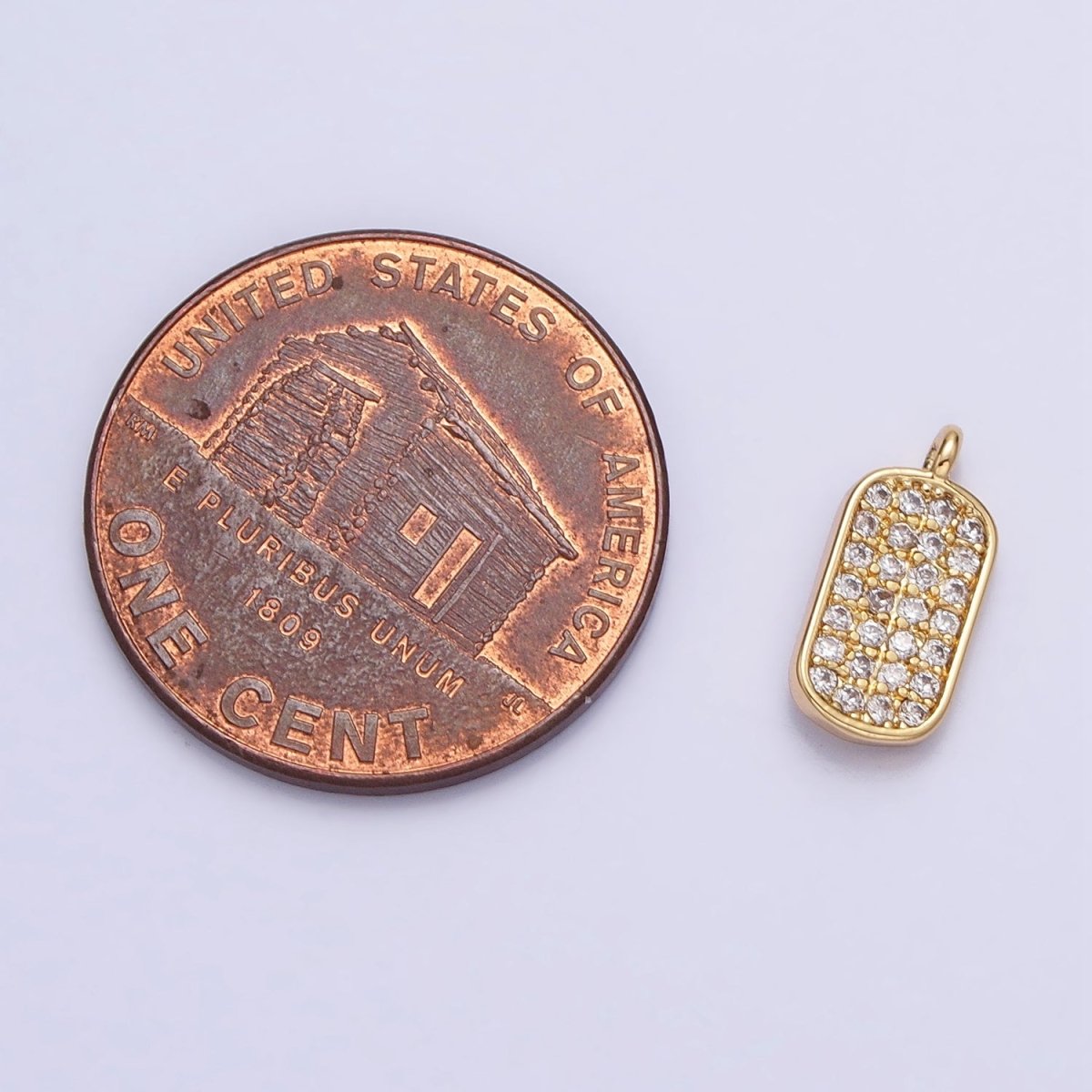 Mini CZ Micro Pave Military Tag Charm, Gold Plated Cubic Zirconia Pave Dog Tag Pendant AC737 AC738
