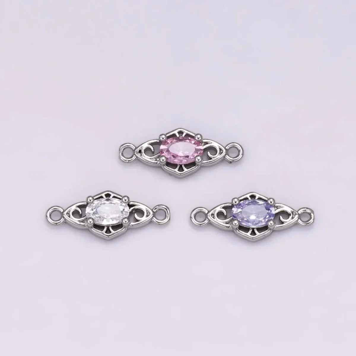 Clear, Pink, Purple CZ Artisan Geometric Connector | Connectors-00011 ~ Connectors-00013
