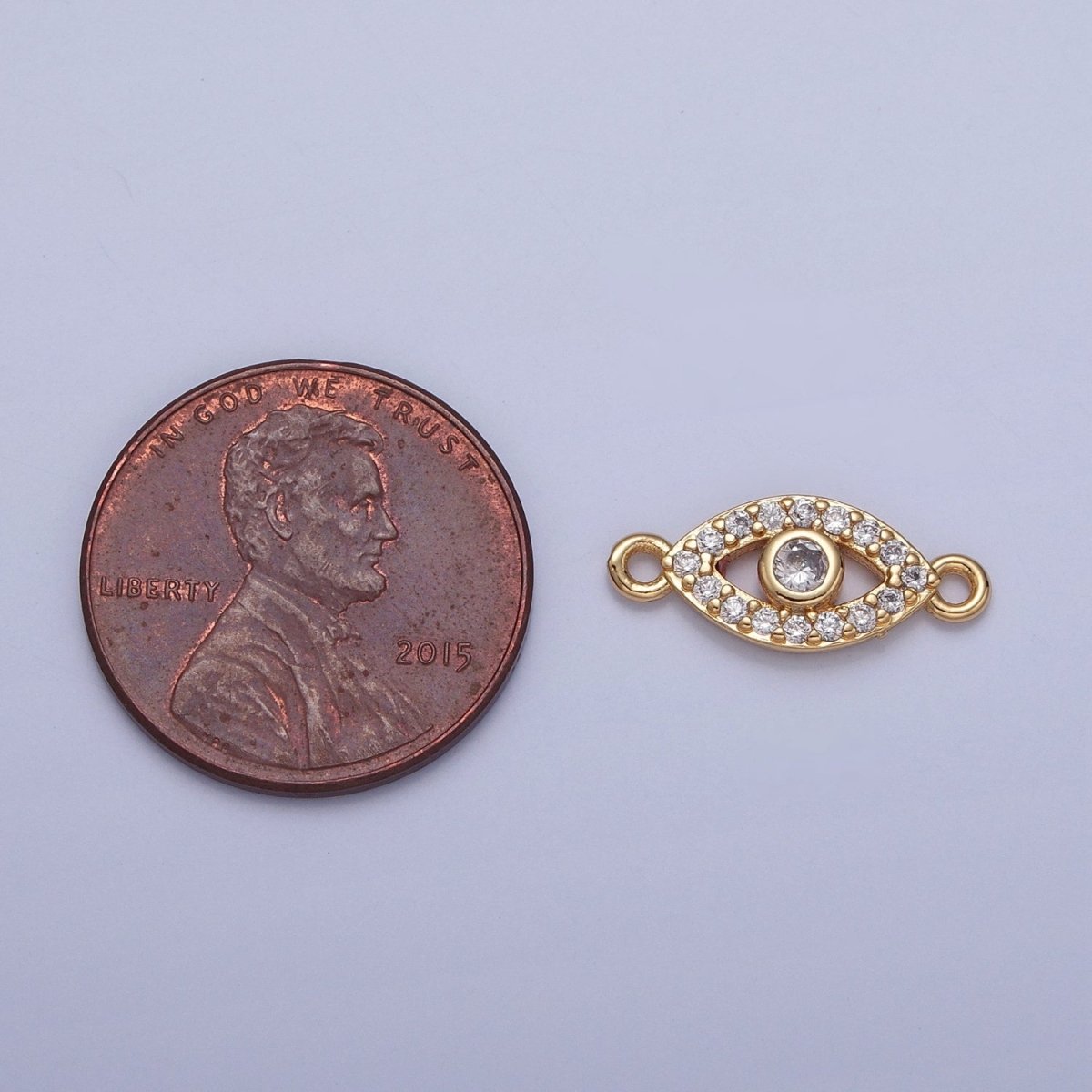 Mini Evil Eye Charms for Necklace Bracelet Earring Making Supplies 24K Gold Filled Micro Pave Eye Charm Connector G-932