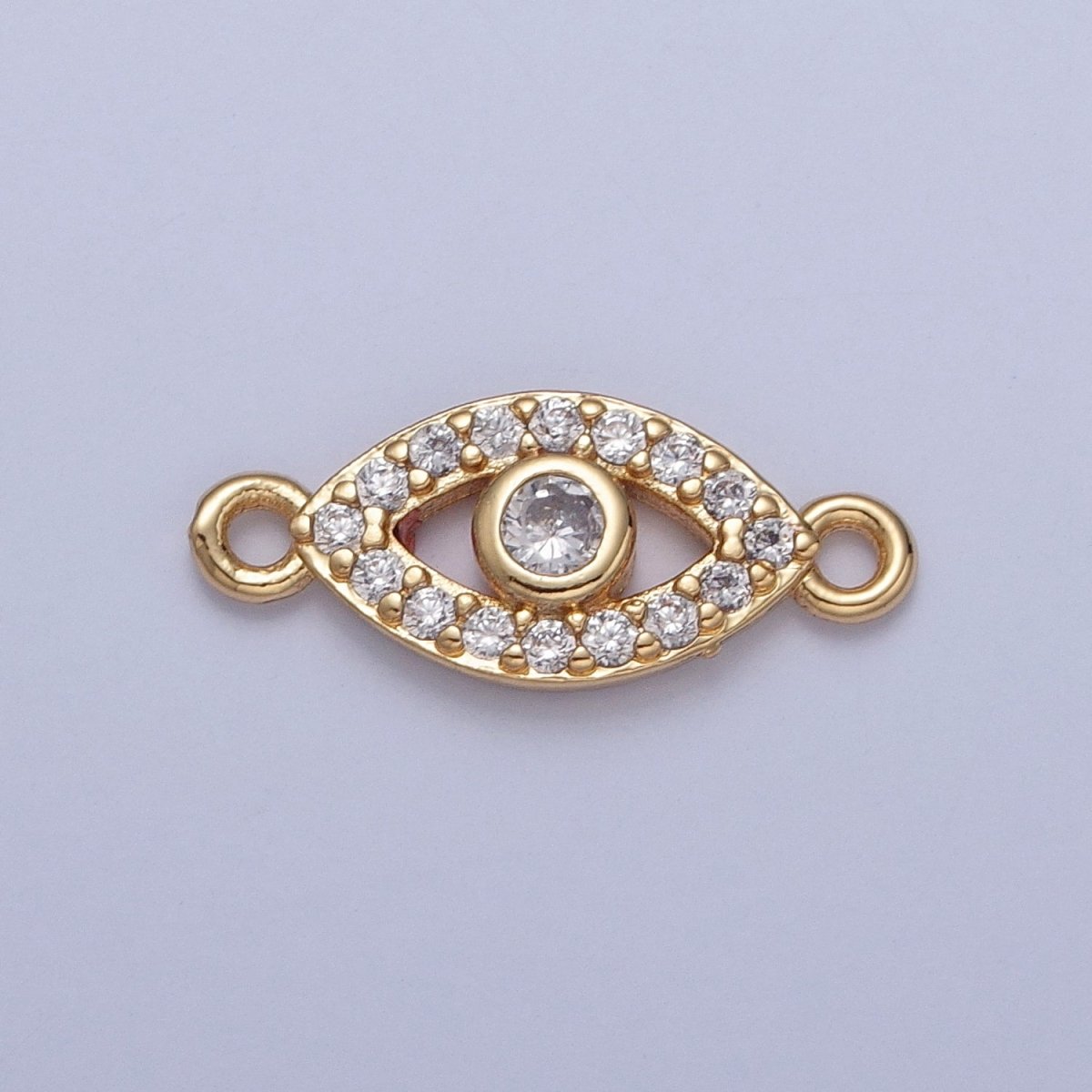 Mini Evil Eye Charms for Necklace Bracelet Earring Making Supplies 24K Gold Filled Micro Pave Eye Charm Connector G-932