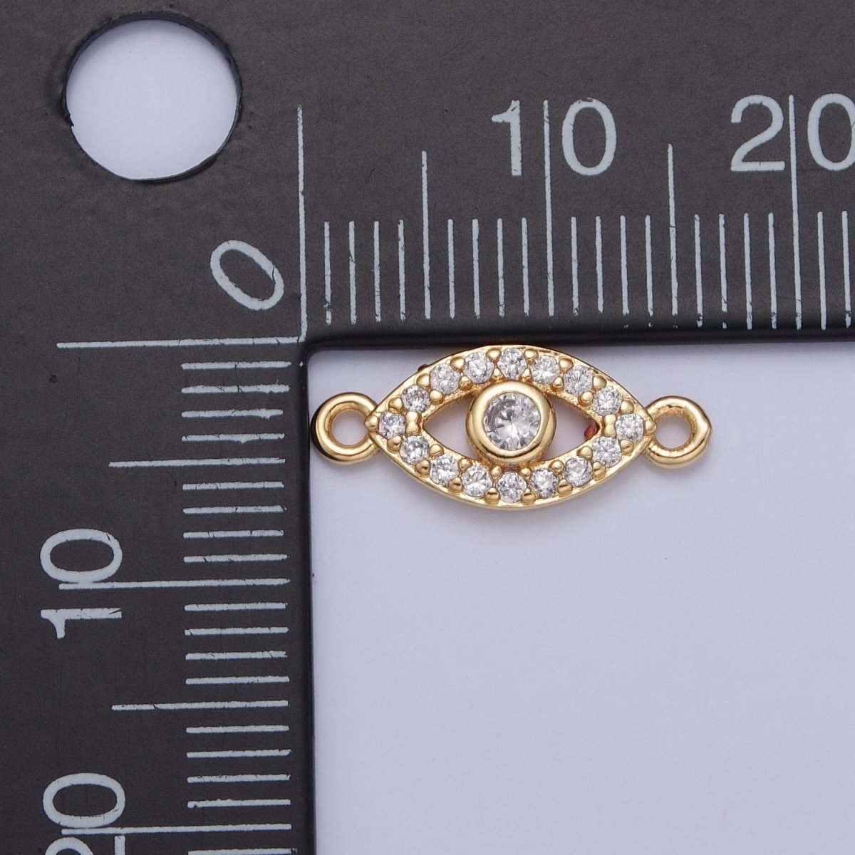 Mini Evil Eye Charms for Necklace Bracelet Earring Making Supplies 24K Gold Filled Micro Pave Eye Charm Connector G-932