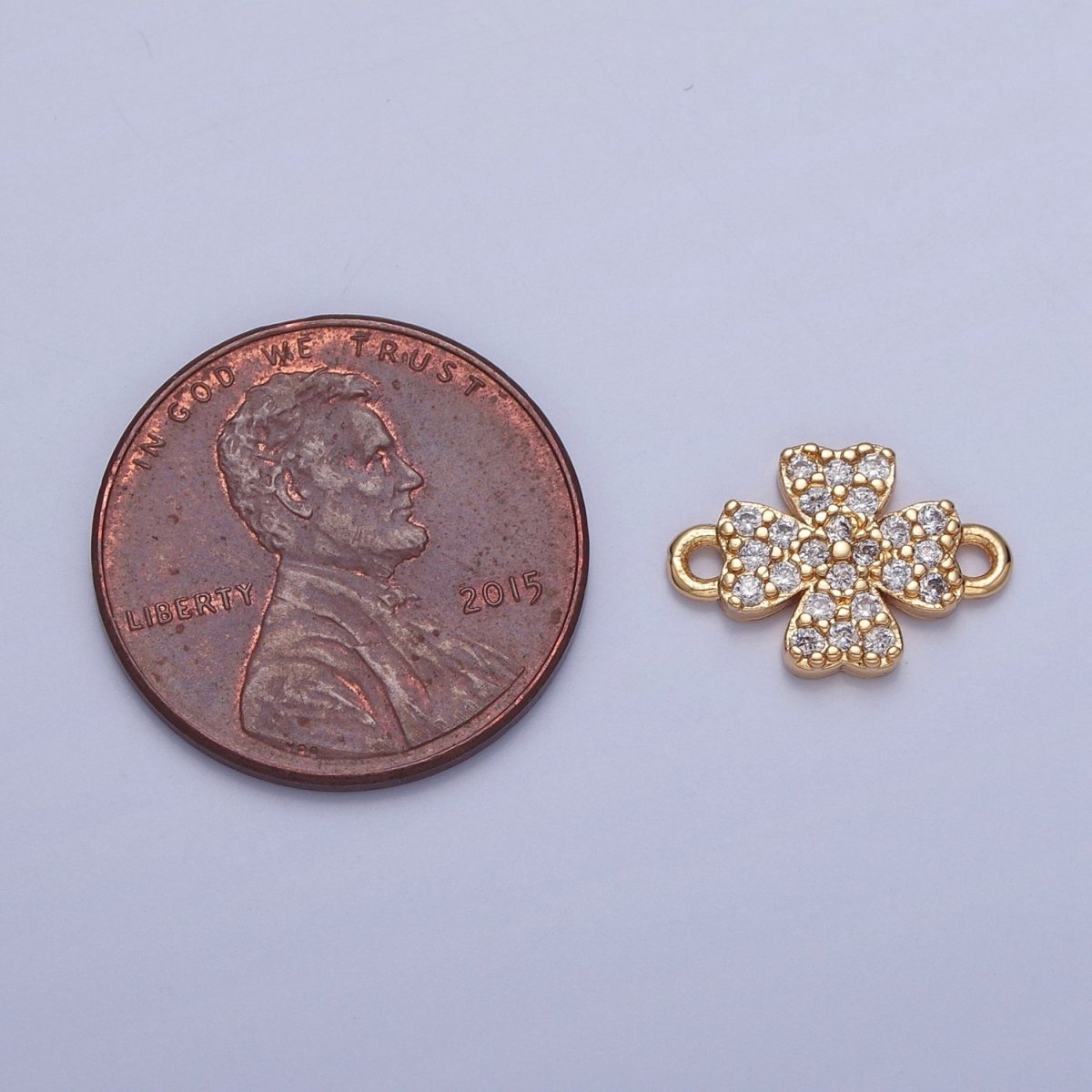 Mini Four Leaf Clover Charms for Necklace Earring Making Supplies 14K Gold Filled Micro Pave Lucky Charm Connector G-933