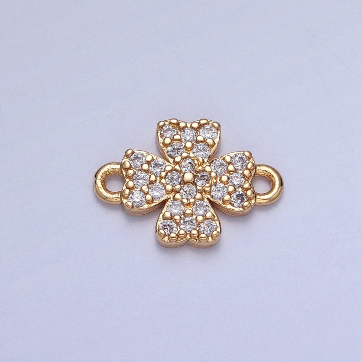 Mini Four Leaf Clover Charms for Necklace Earring Making Supplies 14K Gold Filled Micro Pave Lucky Charm Connector G-933