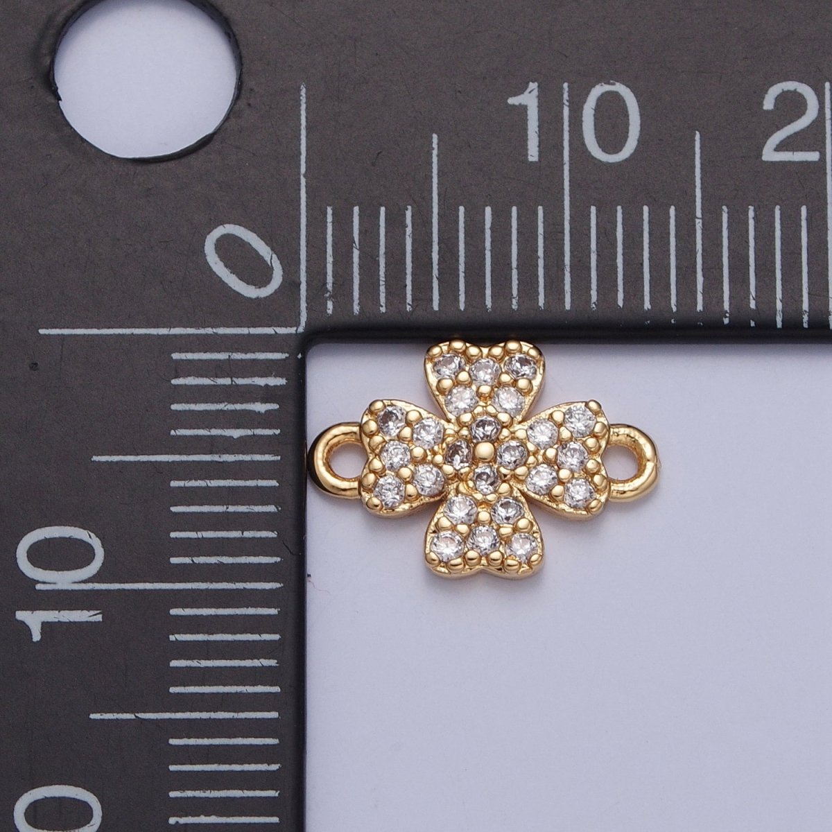 Mini Four Leaf Clover Charms for Necklace Earring Making Supplies 14K Gold Filled Micro Pave Lucky Charm Connector G-933