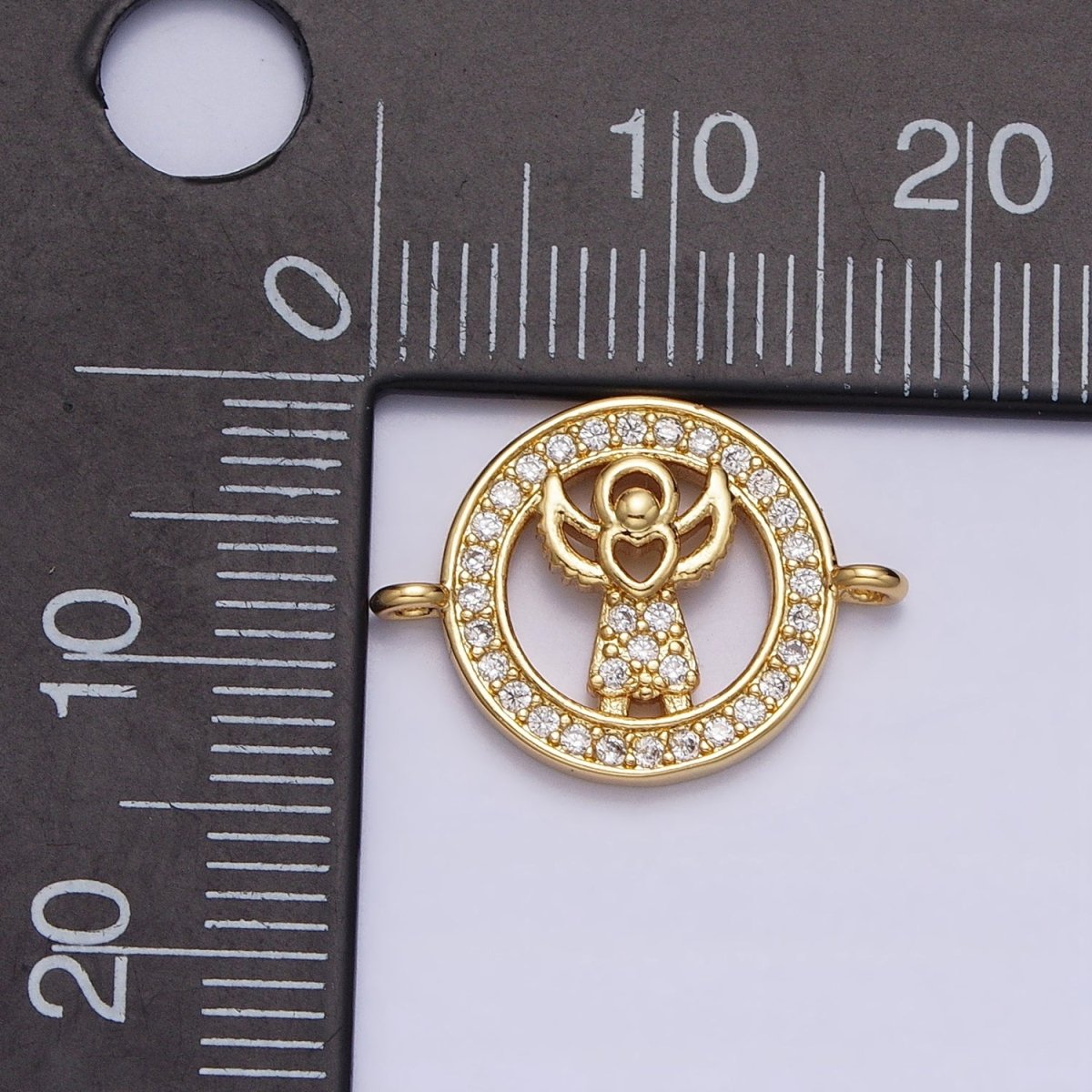 Mini Gold Angel Charm Connector Micro Pave Guardian Angel Link Connector for Bracelet Y-827