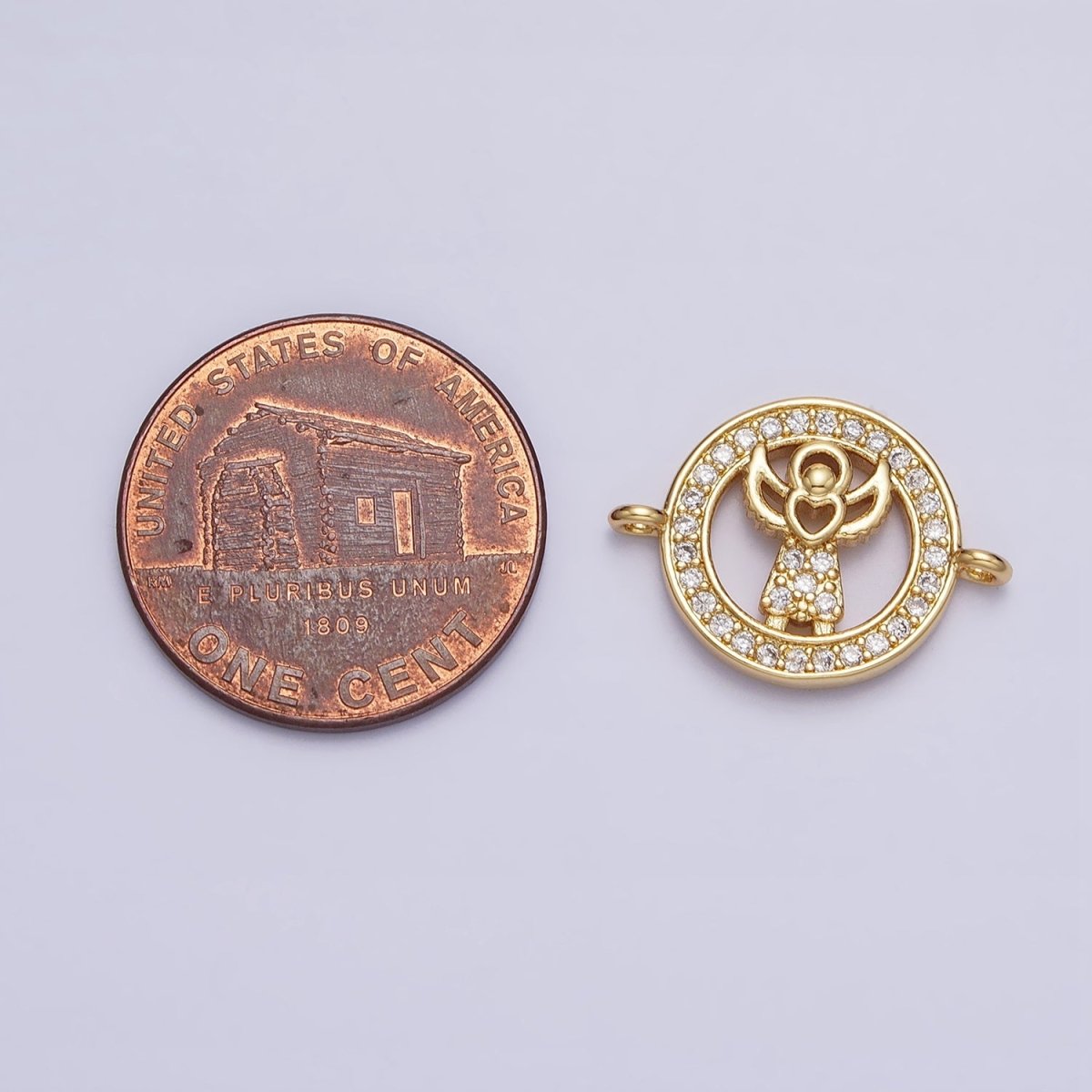 Mini Gold Angel Charm Connector Micro Pave Guardian Angel Link Connector for Bracelet Y-827