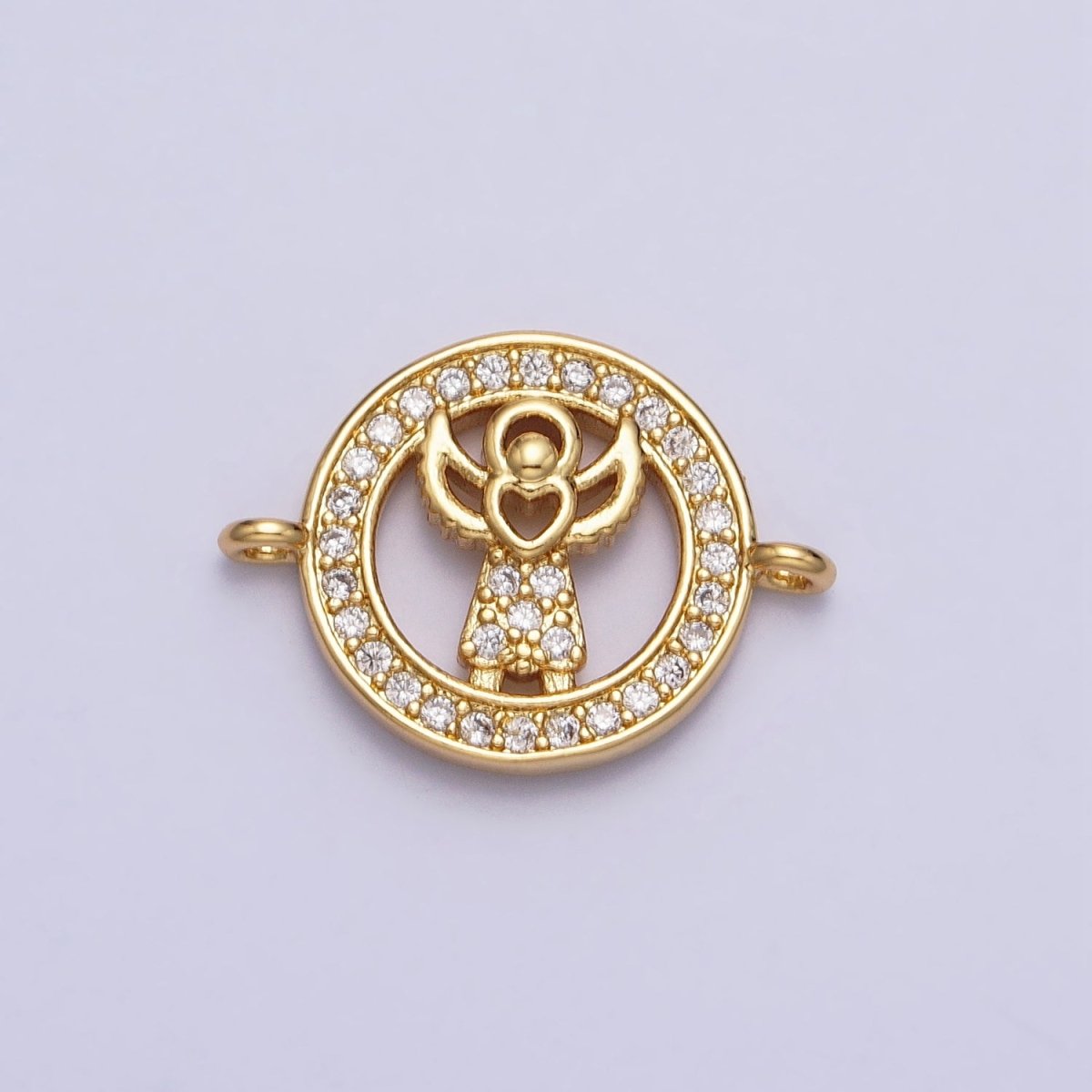 Mini Gold Angel Charm Connector Micro Pave Guardian Angel Link Connector for Bracelet Y-827