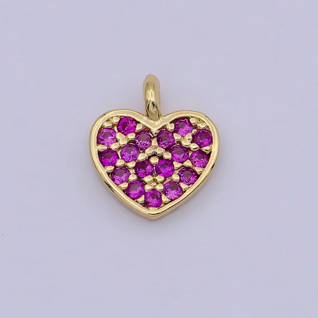 Mini Gold Filled Heart Charm Fuchsia Pink Love Charm W-168