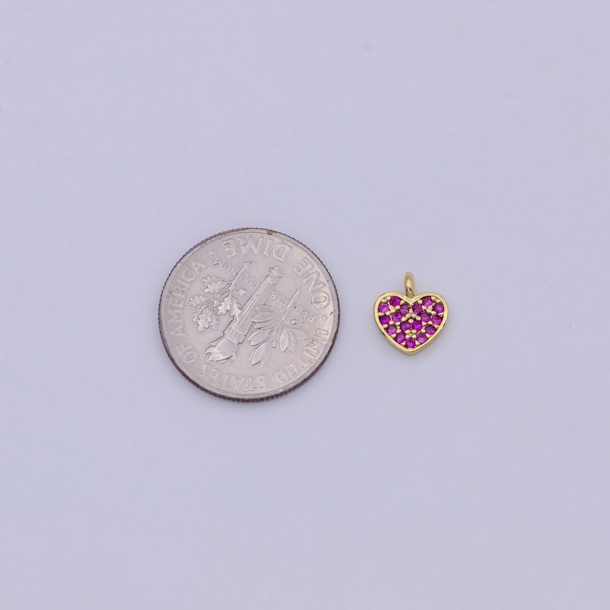 Mini Gold Filled Heart Charm Fuchsia Pink Love Charm W-168