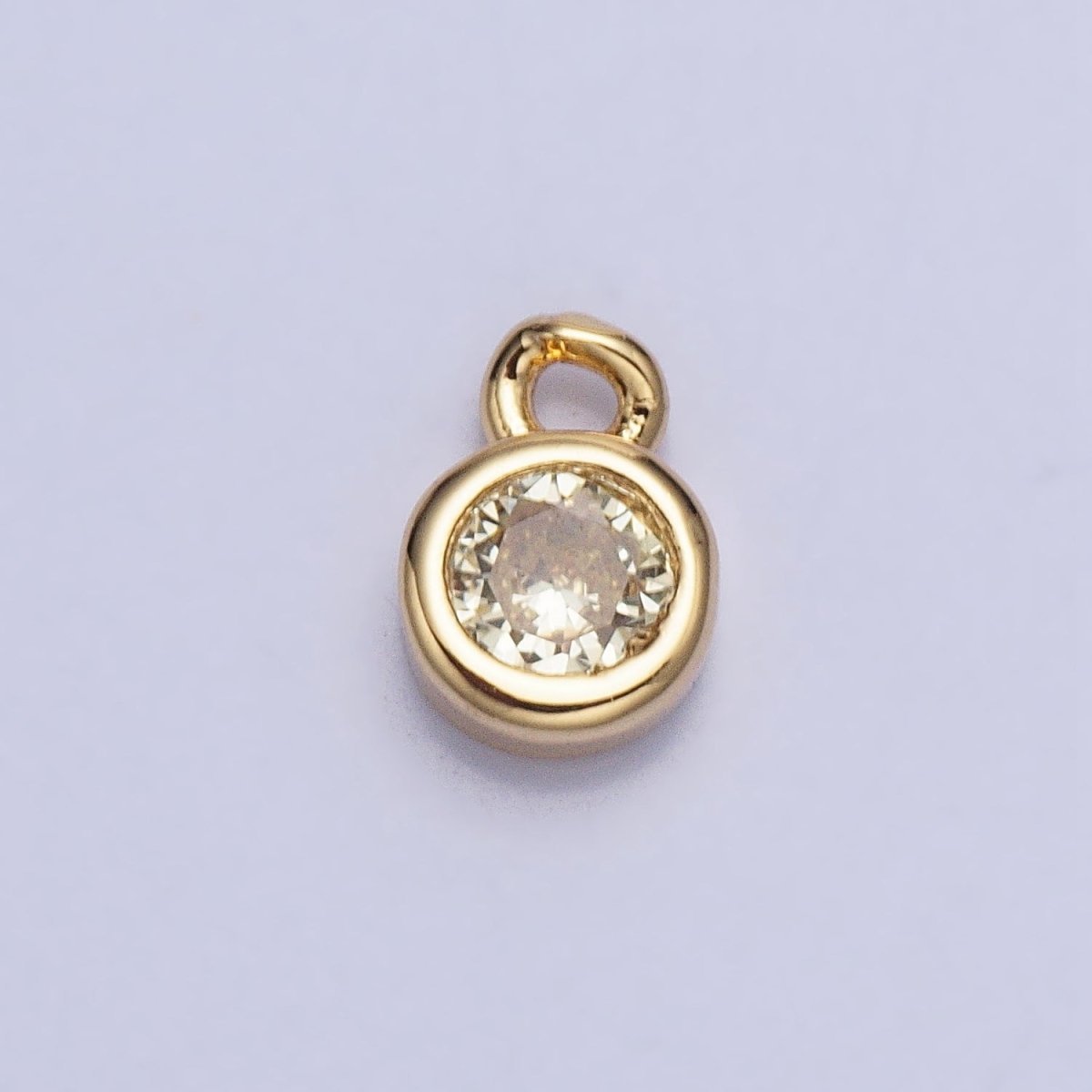 Mini Gold Full Brilliant Cut Cubic Zirconia Bezel Cut Charm Pendant for add on charm AC482 - AC489