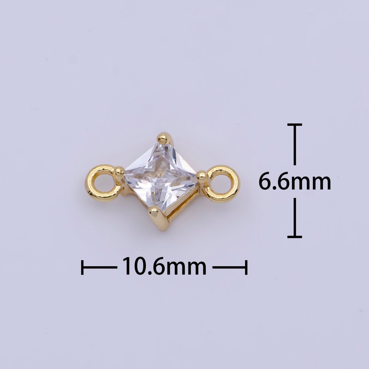 Mini Gold Rhombus CZ Charm Connector For Link Charm Connector | G-920