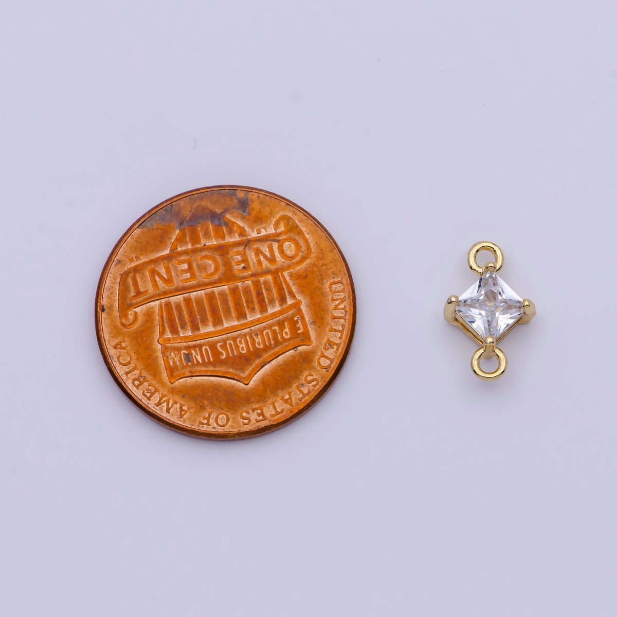 Mini Gold Rhombus CZ Charm Connector For Link Charm Connector | G-920
