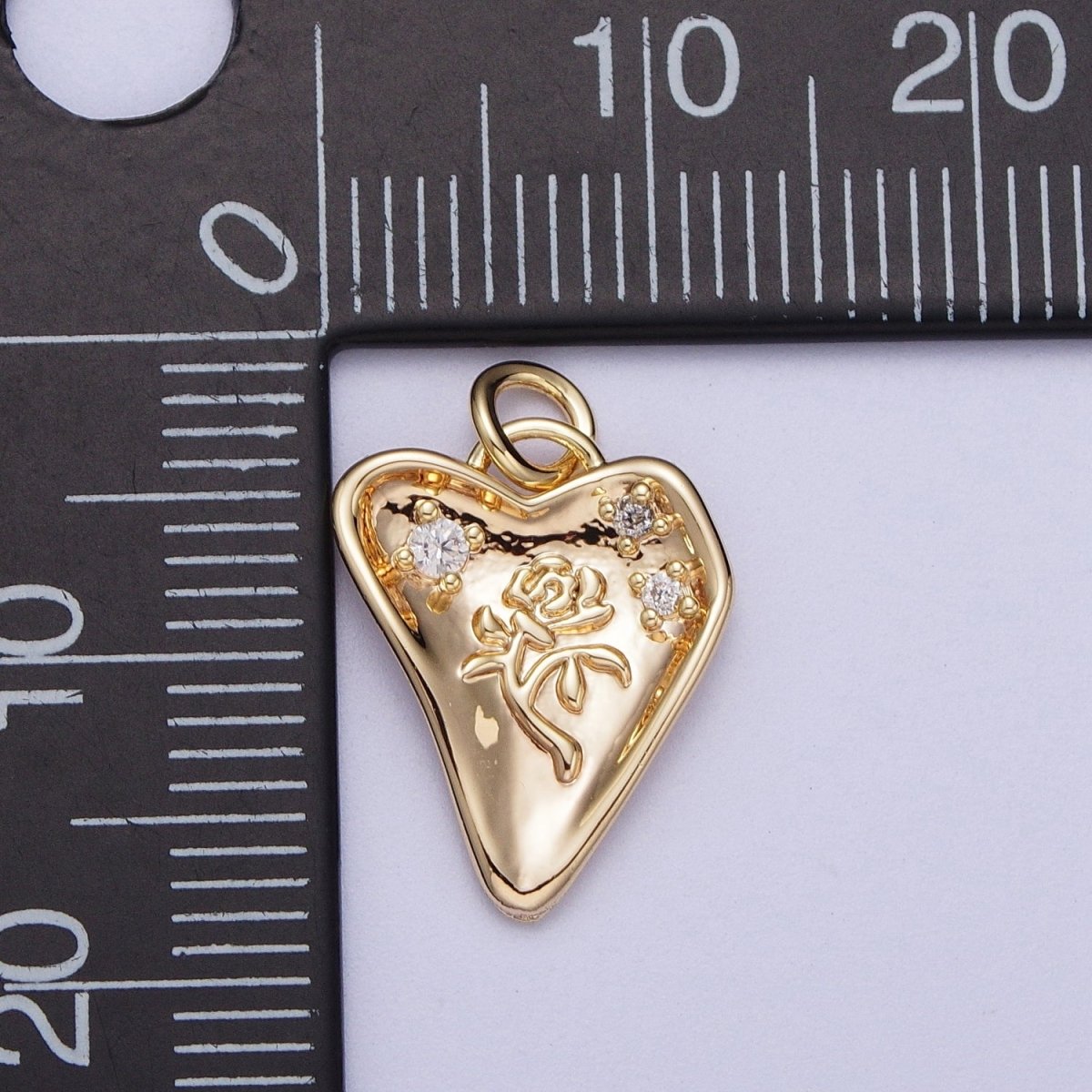 Mini Gold Rose Charm Flower Charm for Jewelry Supply Add on Pendant | Y-454