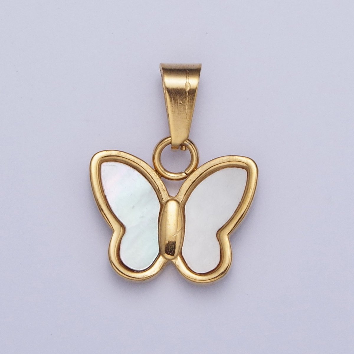 Mini Gold Shell Pearl Butterfly Pendant Pearl Mariposa Charm in 24k Gold Filled X-653