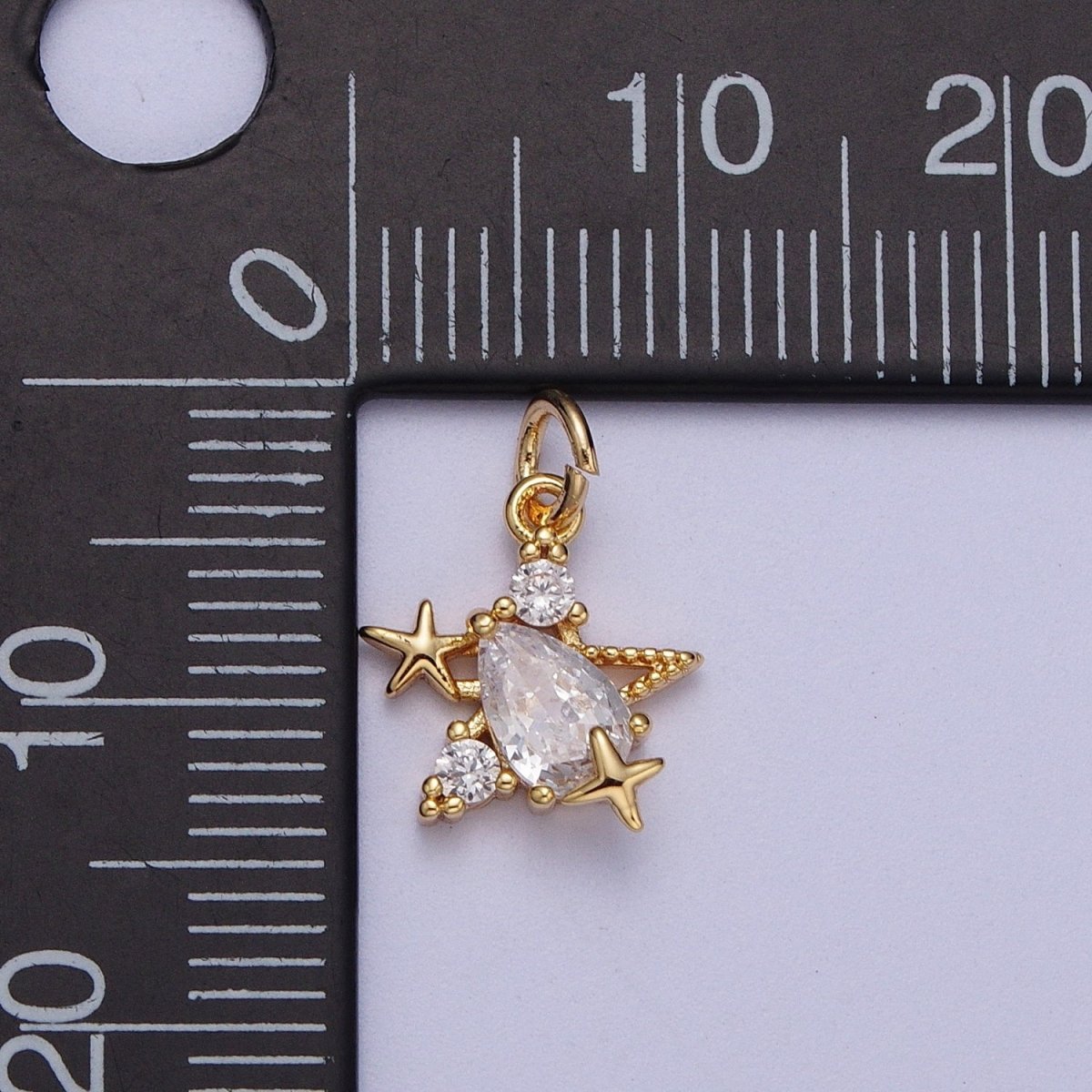 Mini Gold Star Charm Cz Stone Celestial Jewelry Add on Pendant Y-449