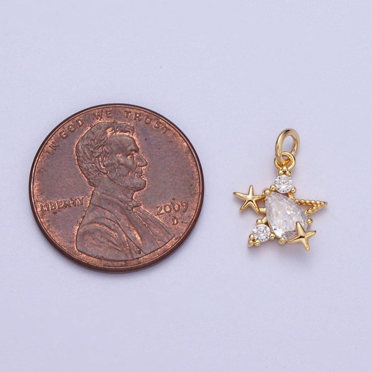 Mini Gold Star Charm Cz Stone Celestial Jewelry Add on Pendant Y-449
