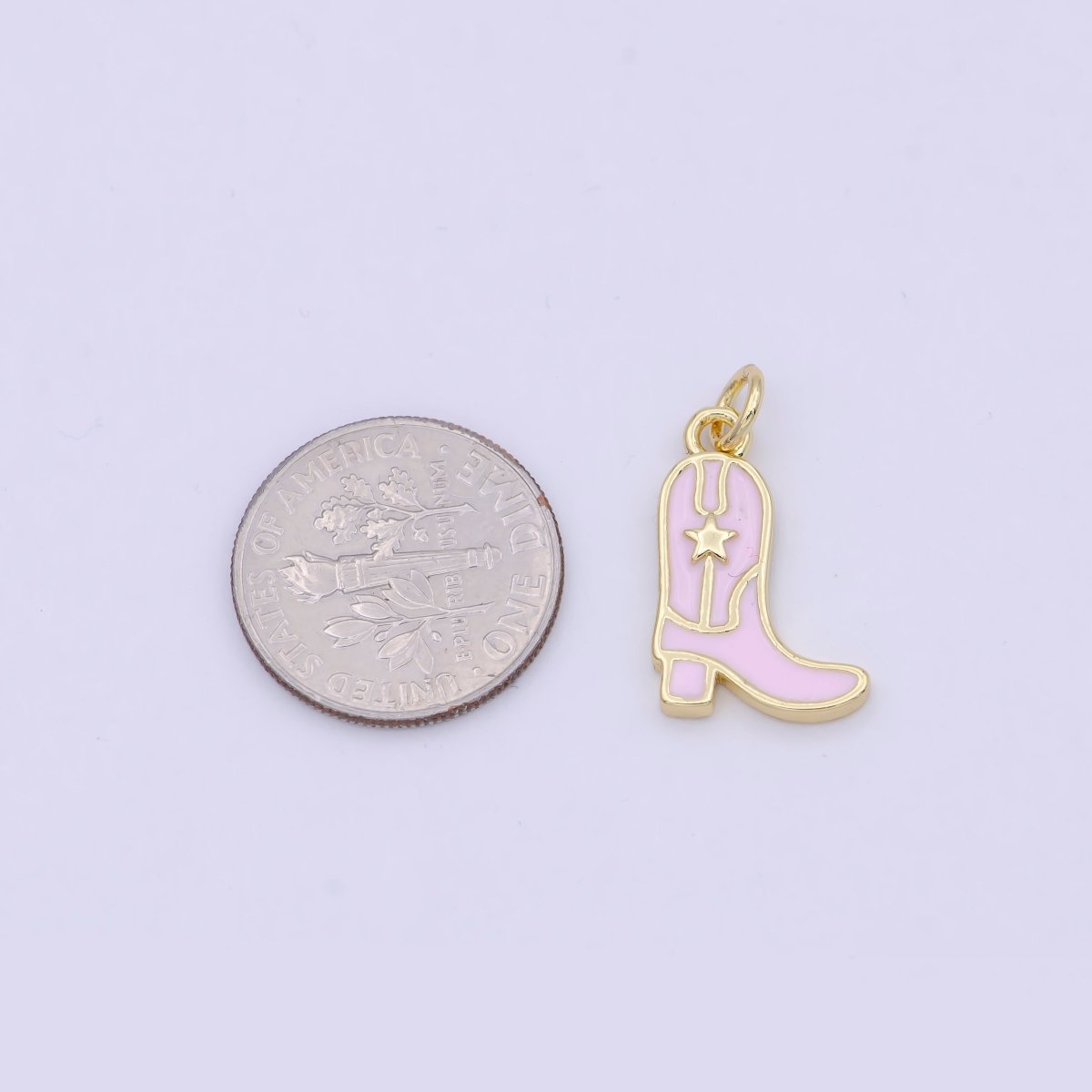 Mini Pink Gold Cowgirl Boot Cowboy Boot For Austin Texas Wild West Jewelry Inspired W-165