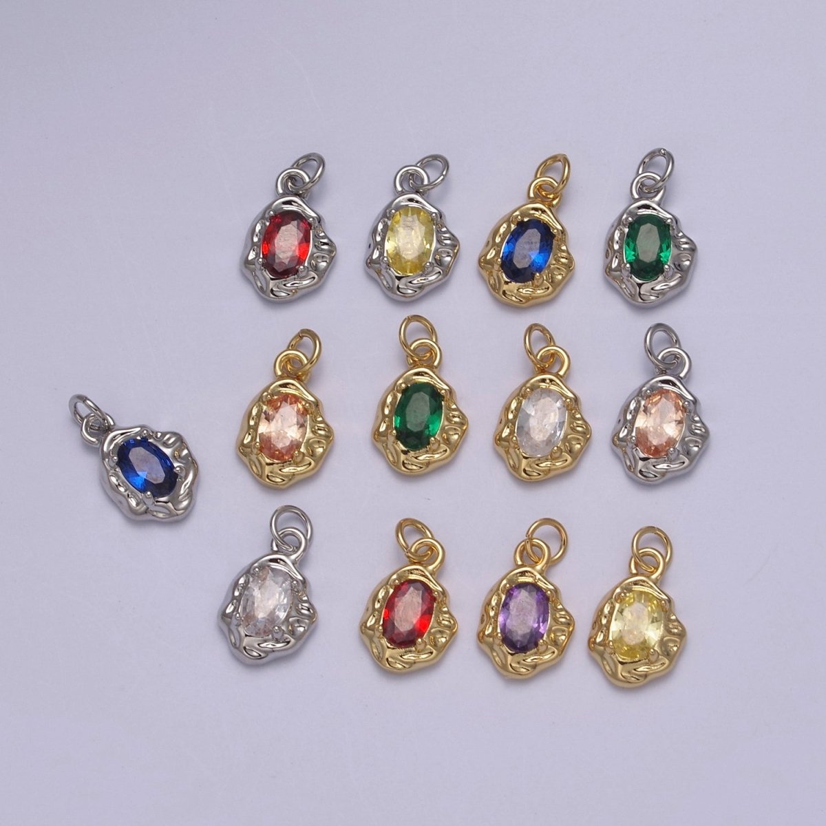 Mini Rustic Charm with Colorful Cubic Zirconia Stone for Add on Charm in 14k gold Filled for Jewelry Supply N-717 - N-724 N-878 - N-880