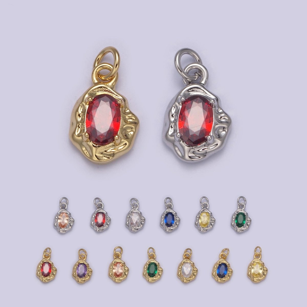 Mini Rustic Charm with Colorful Cubic Zirconia Stone for Add on Charm in 14k gold Filled for Jewelry Supply N-717 - N-724 N-878 - N-880