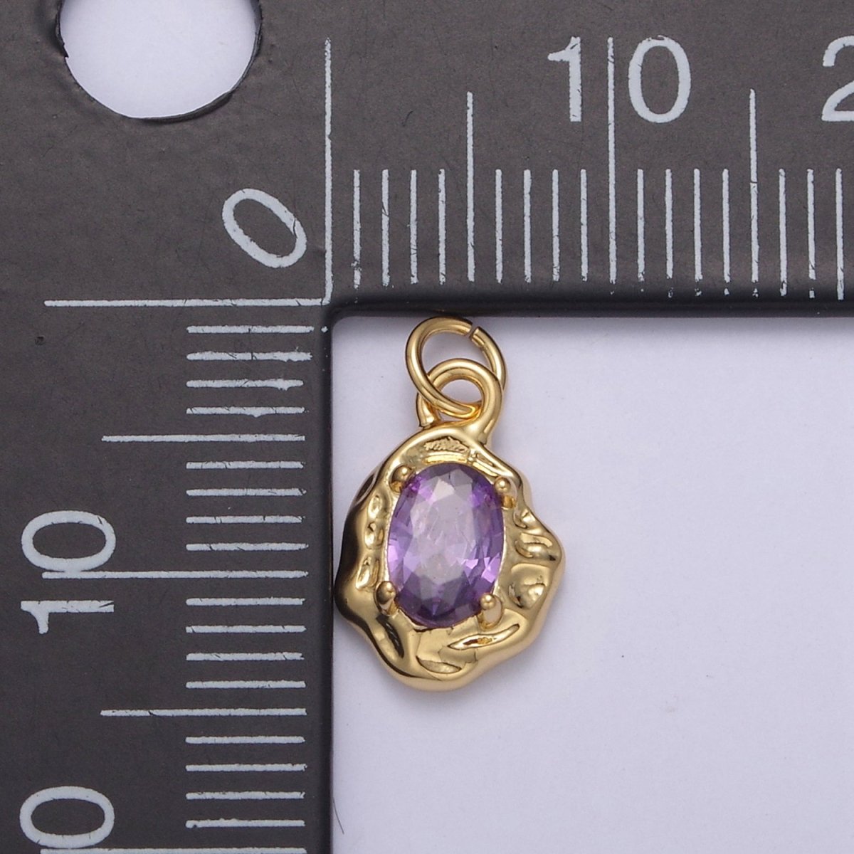Mini Rustic Charm with Colorful Cubic Zirconia Stone for Add on Charm in 14k gold Filled for Jewelry Supply N-717 - N-724 N-878 - N-880